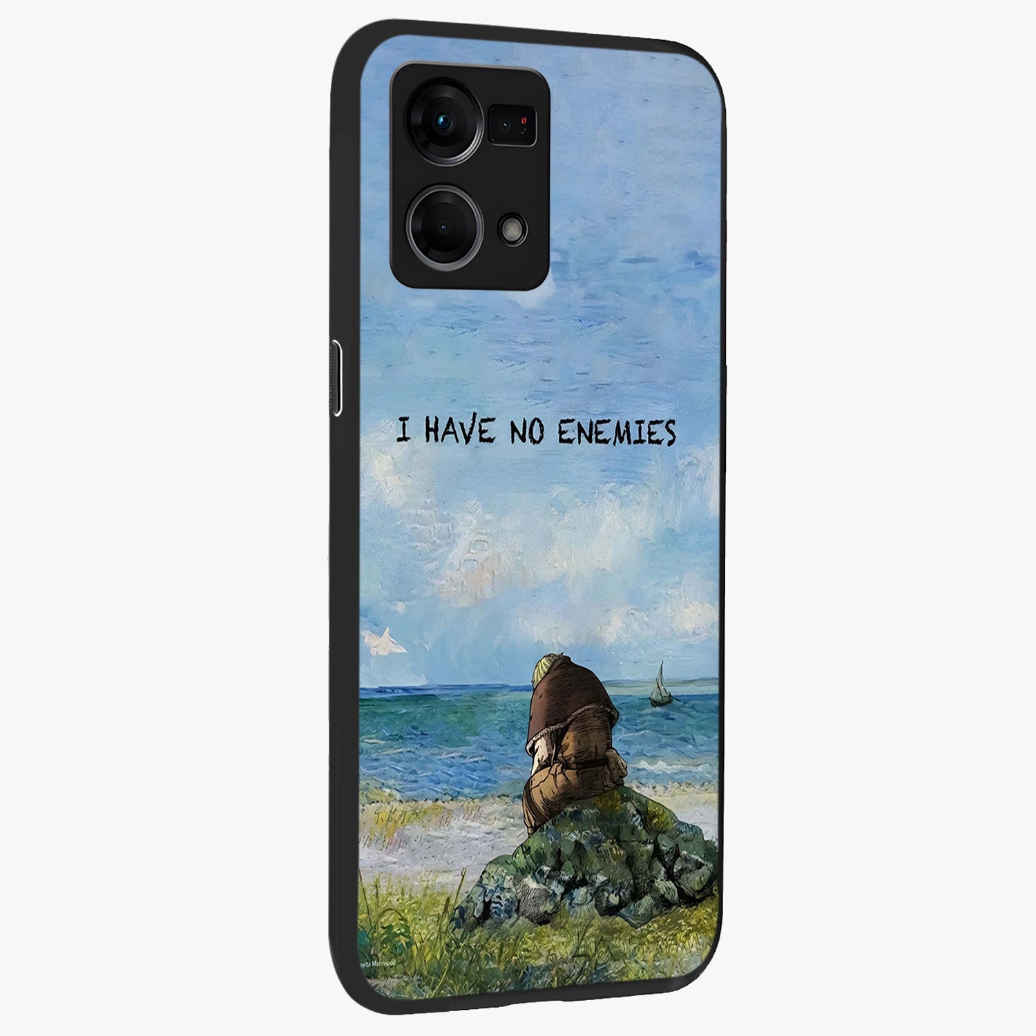 Peace Beyond War Glass Case upright view showcasing powerful peace symbol artwork with inspirational theme.