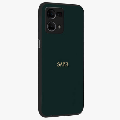 Sabr Minimal Patience Glass Case upright view showcasing calm minimalist artwork with motivational patience theme.