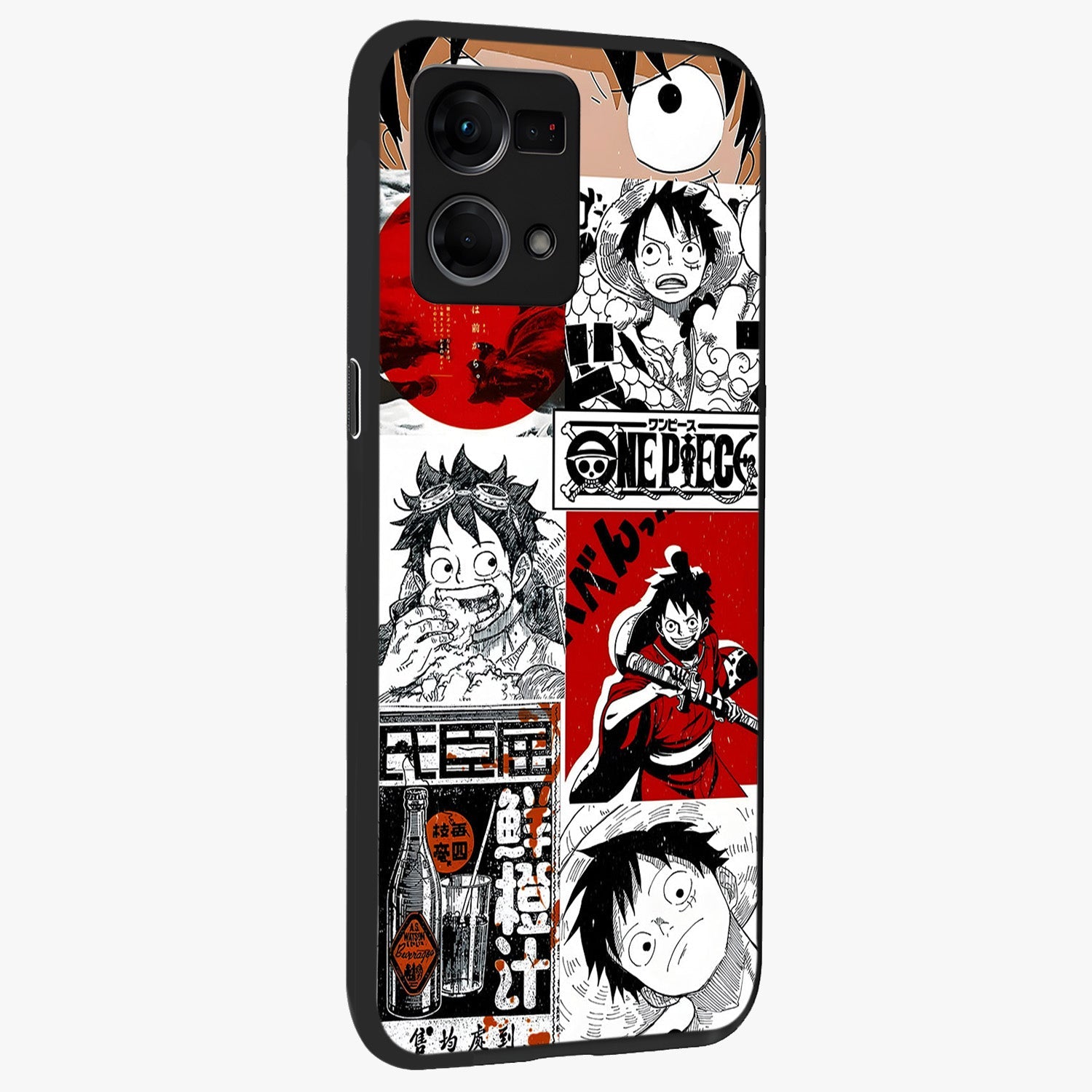 Strawhat Chaos Panels Glass Case upright view showcasing energetic anime artwork with bold adventure theme.