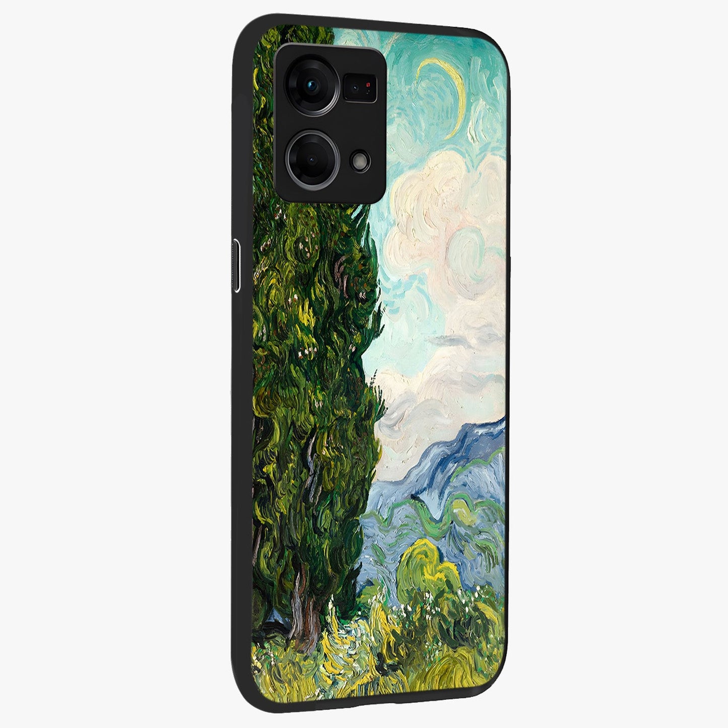 Van Gogh Vintage Art Glass Case upright view showcasing elegant vintage painting artwork with artistic heritage theme.