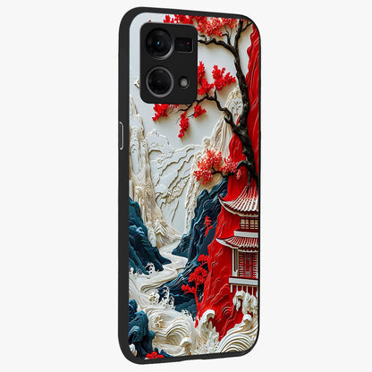 Whispers Of Sakura Waves Glass Case upright view showcasing delicate cherry blossom artwork with elegant nature theme.