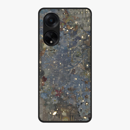 Aesthetic Astrolophia Glass Case showing flat back view with dreamy aesthetic design and glossy glass finish.