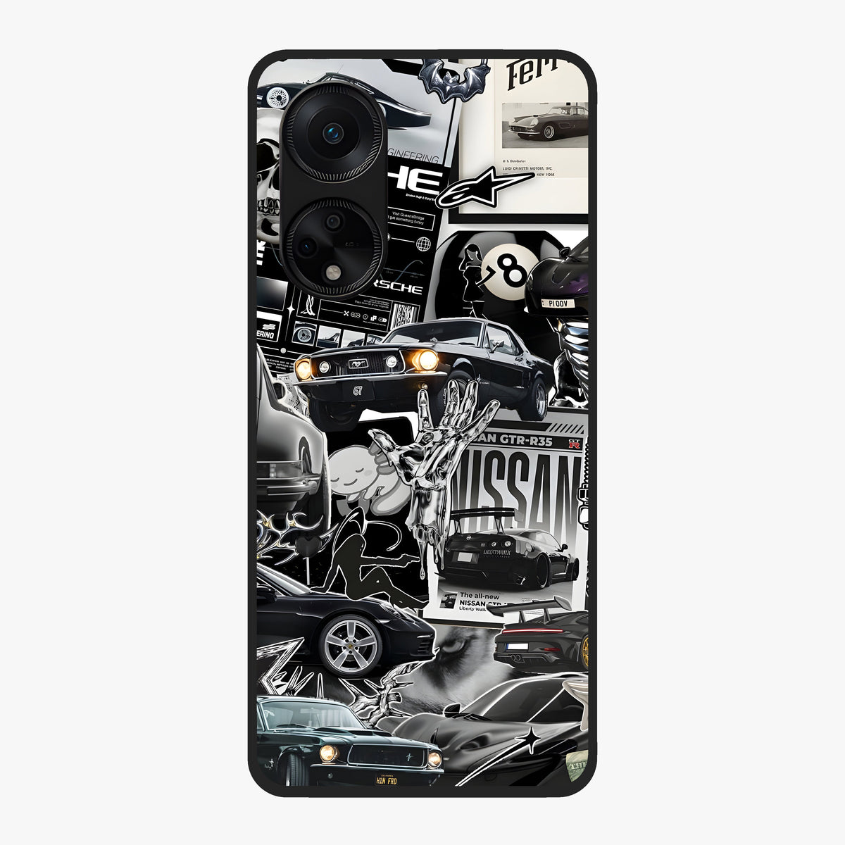 Aesthetic Dark Love Glass Case showing flat back view with dark romantic artwork and glossy glass finish.
