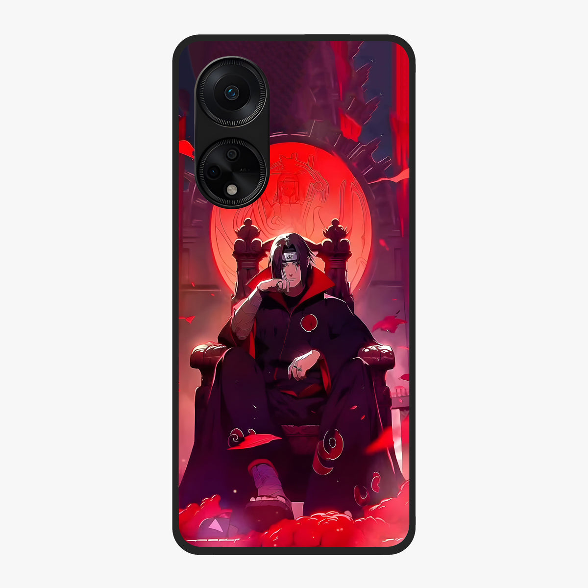 Blood Moon Sovereign Glass Case showing flat back view with mystical blood moon artwork and glossy glass finish.