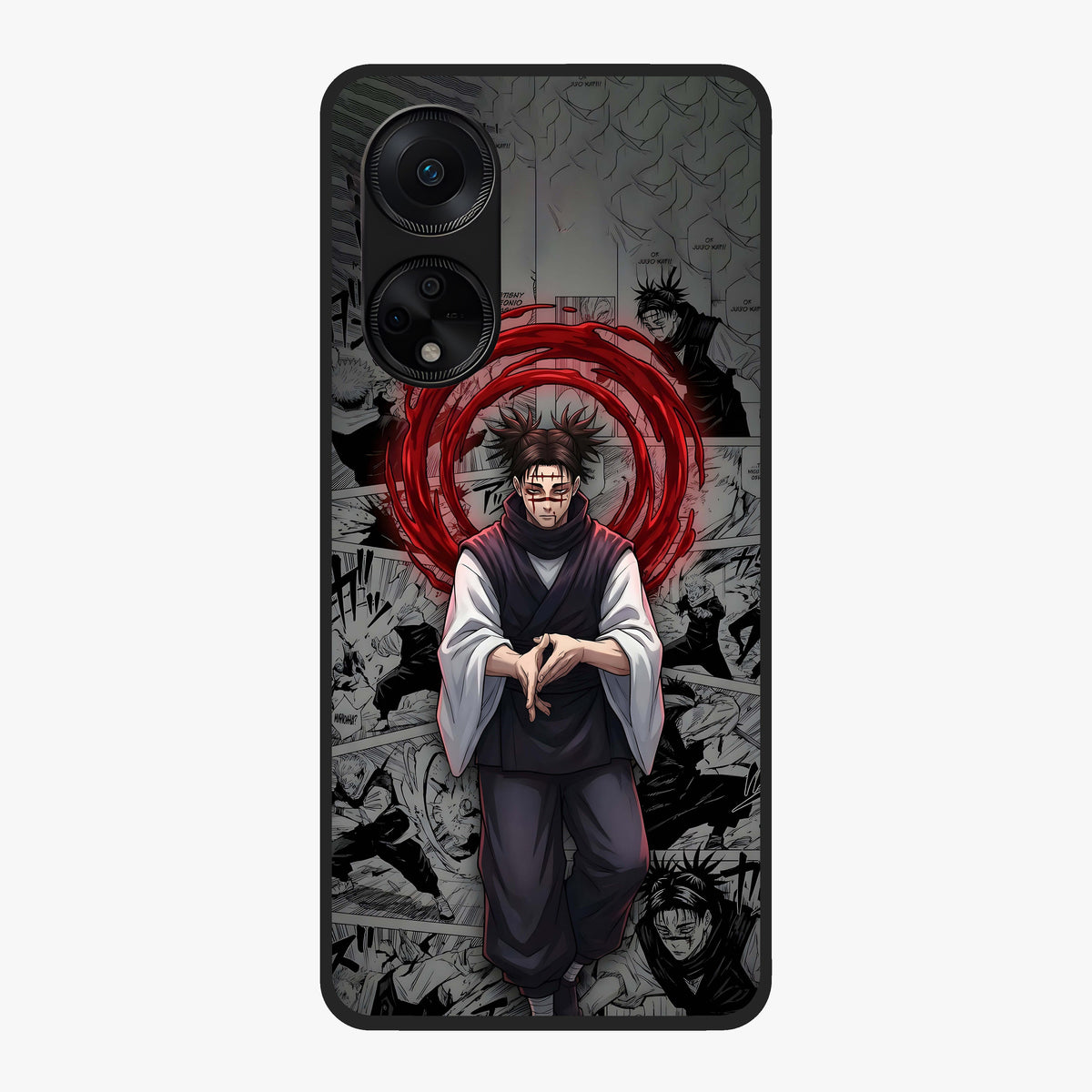 Cursed Ritual Ascension Glass Case showing flat back view with dark ritual themed artwork and glossy glass finish.