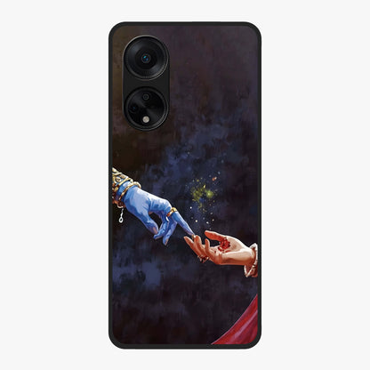Divine Touch Eternal Glass Case showing flat back view with spiritual themed artwork and glossy glass finish.