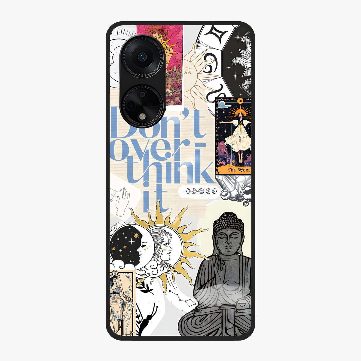 Ethereal Thoughts Glass Case showing flat back view with dreamy artistic artwork and glossy glass finish.