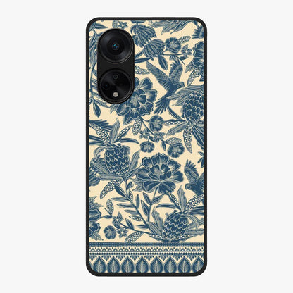 Heirloom Wild Bloom Glass Case showing flat back view with vintage inspired wild flower artwork and glossy glass finish.