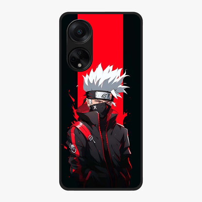 Kakashi Scarlet Shadow Glass Case showing flat back view with powerful anime ninja artwork and glossy glass finish.
