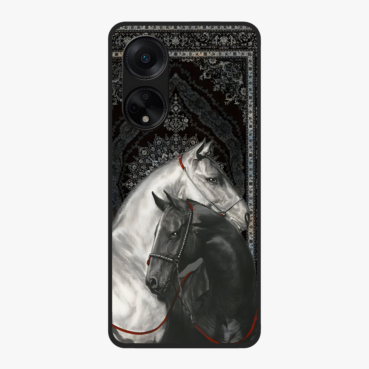 Majestic Ride Legacy Glass Case showing flat back view with powerful automotive inspired artwork and glossy glass finish.