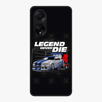 Midnight Racing Legacy Glass Case showing flat back view with sleek racing inspired artwork and glossy glass finish.