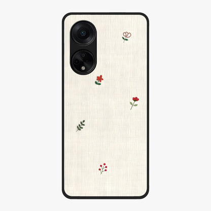 Minimal Petal Whispers Glass Case showing flat back view with soft minimal floral artwork and glossy glass finish.