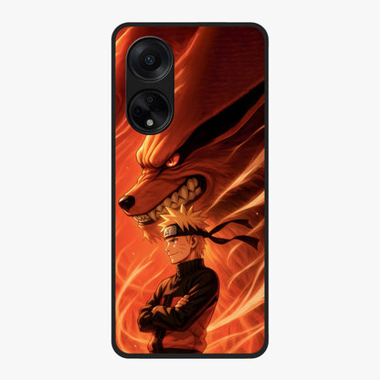 Nine Tails Legacy Glass Case showing flat back view with powerful nine-tailed fox inspired artwork and glossy glass finish.