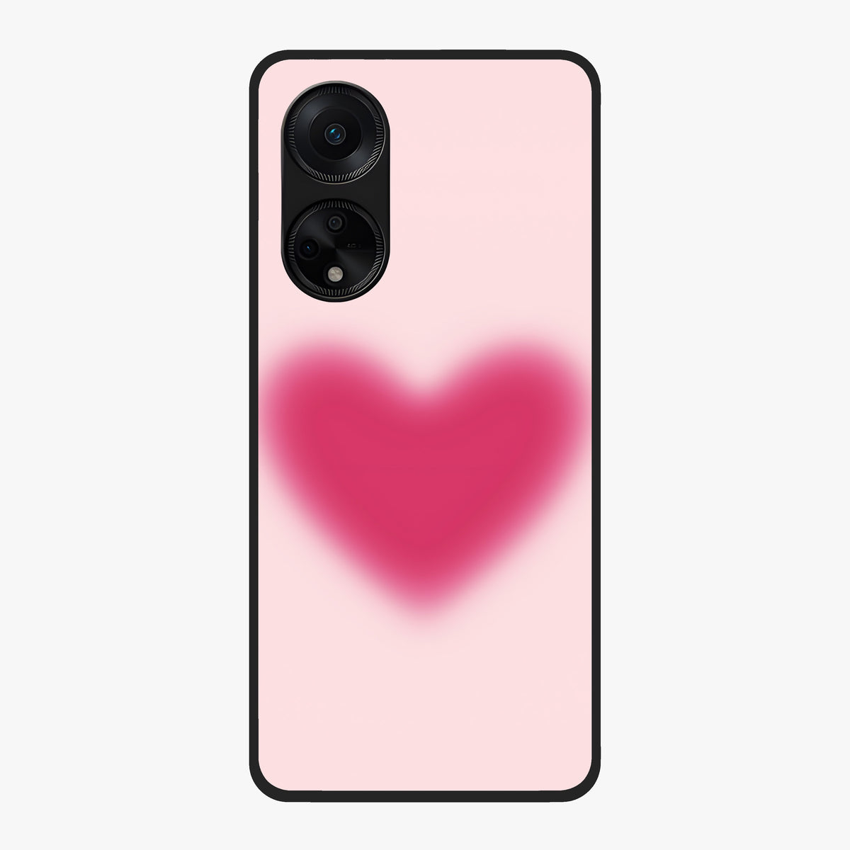 Pink Aura Heart Glass Case showing flat back view with glowing heart artwork and glossy glass finish.