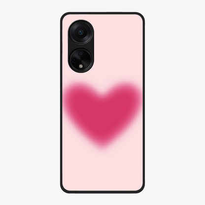 Pink Aura Heart Glass Case showing flat back view with glowing heart artwork and glossy glass finish.