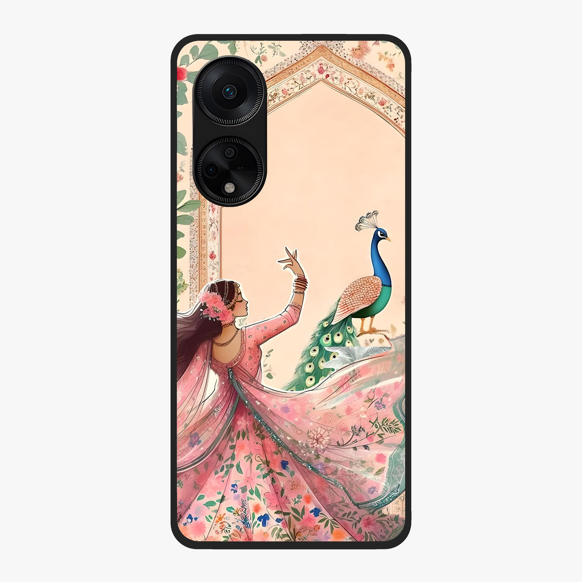 Royal Grace Muse Glass Case showing flat back view with elegant artistic artwork and glossy glass finish.
