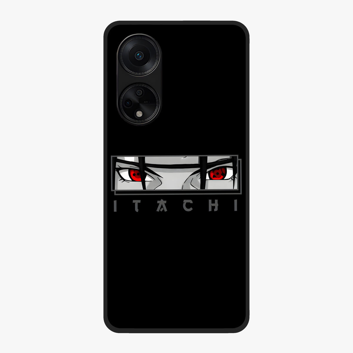 Scarlet Gaze Dominance Glass Case showing flat back view with striking red themed artwork and glossy glass finish.