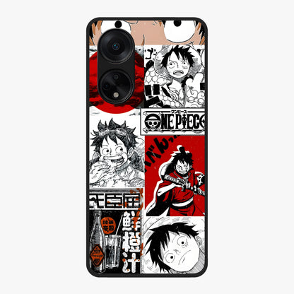 Strawhat Chaos Panels Glass Case showing flat back view with anime inspired chaos panel artwork and glossy glass finish.