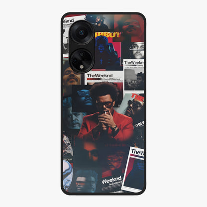 The Weeknd Glass Case showing flat back view with music inspired artistic portrait artwork and glossy glass finish.