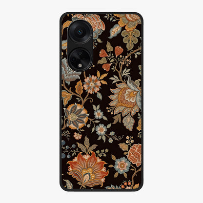 Vintage Floral Dream Glass Case showing flat back view with classic floral artwork and glossy glass finish.