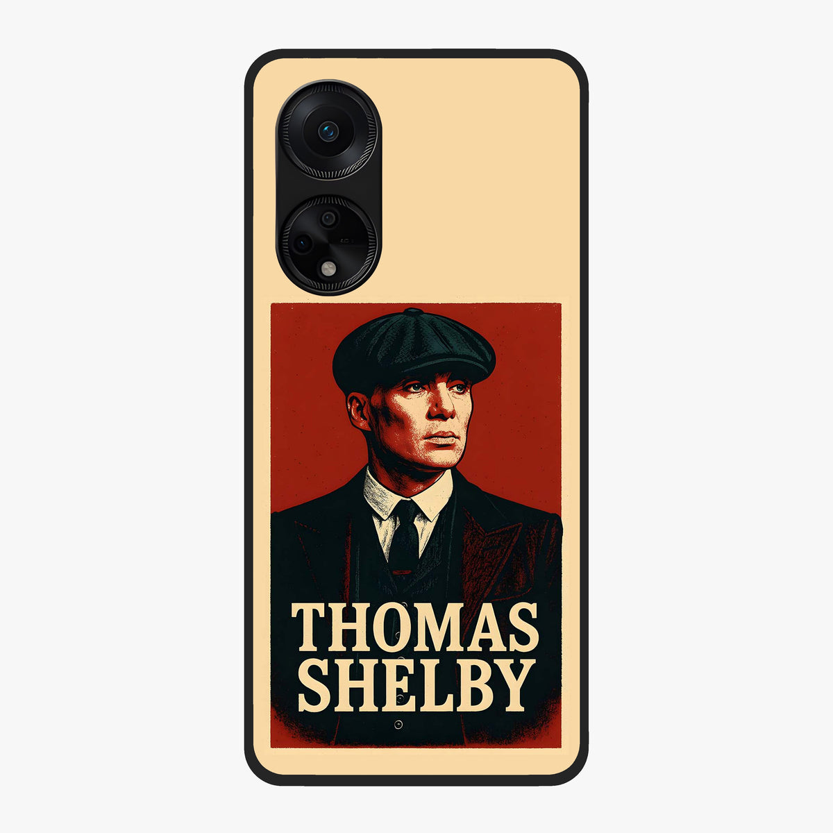 Vintage Mafia Authority Glass Case showing flat back view with bold vintage mafia inspired artwork and glossy glass finish.