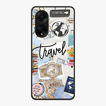Wanderlust Journal Glass Case showing flat back view with travel inspired artwork and glossy glass finish.