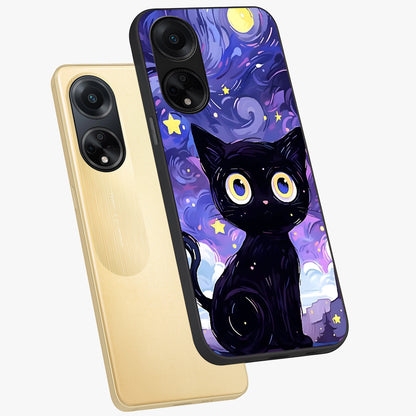 Abstract Cat Art Glass Case displayed in angled mockup highlighting modern abstract cat artwork and sleek glass surface.