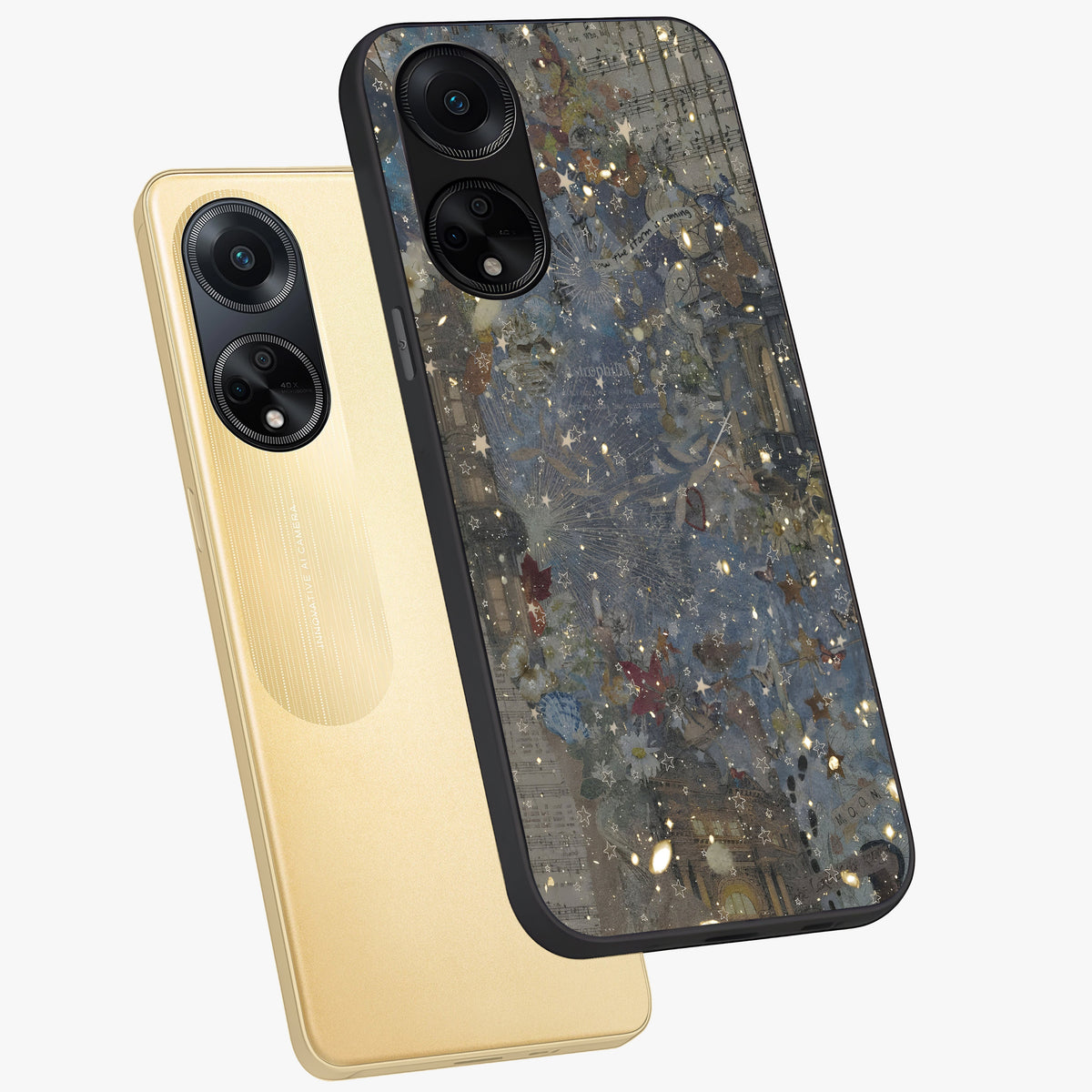 Aesthetic Astrolophia Glass Case displayed in angled mockup highlighting artistic aesthetic elements and smooth glass surface.