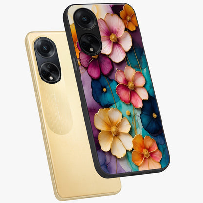 Artlyn Grace Flower Pattern Glass Case displayed in angled mockup highlighting delicate flower pattern design and smooth glass surface.