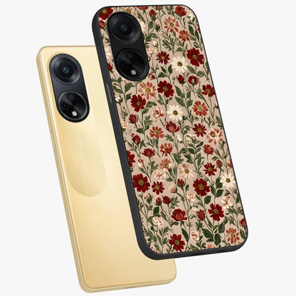 Biege Flower With Leaf Glass Case displayed in angled mockup highlighting minimal floral leaf design and elegant aesthetic.