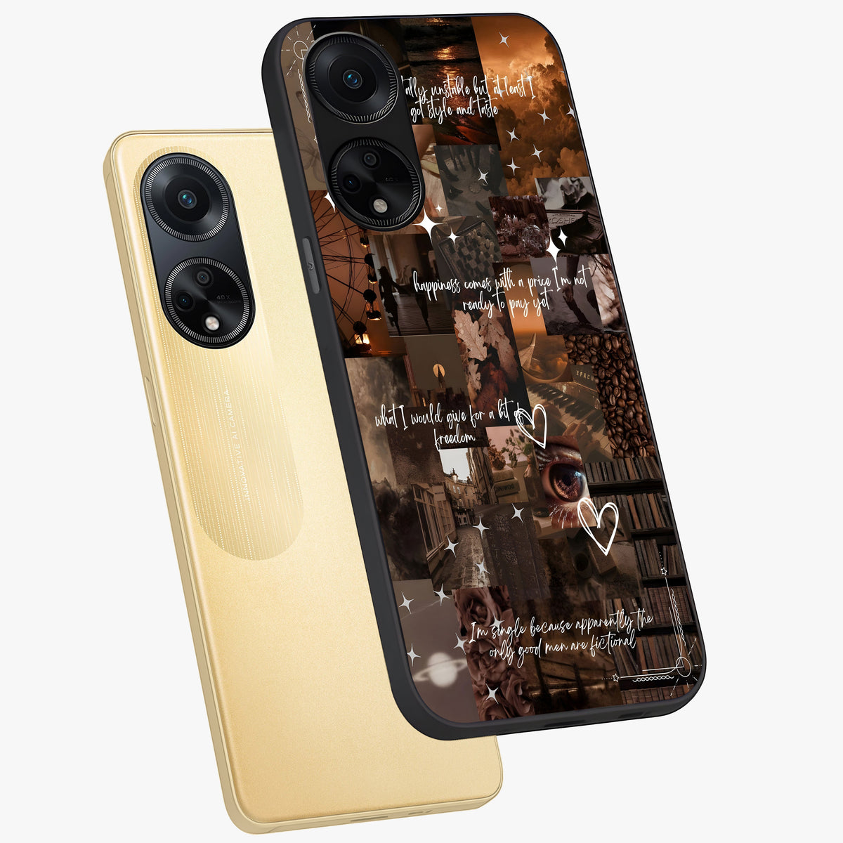 Bittersweet Aesthetic Chaos Glass Case displayed in angled mockup highlighting expressive abstract artwork and edgy aesthetic theme.