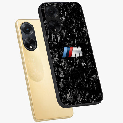 Carbon Speed Mark Glass Case displayed in angled mockup highlighting racing inspired carbon design and sleek aesthetic style.