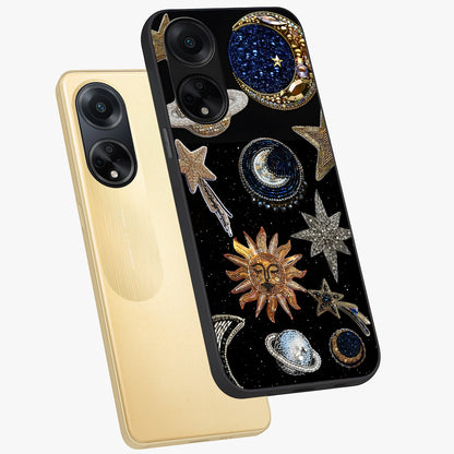 Celestial Gem Constellations Glass Case displayed in angled mockup highlighting gemstone inspired constellation design.