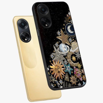 Cosmic Sparkle Dreams Glass Case displayed in angled mockup highlighting dreamy star sparkle design with celestial aesthetic.
