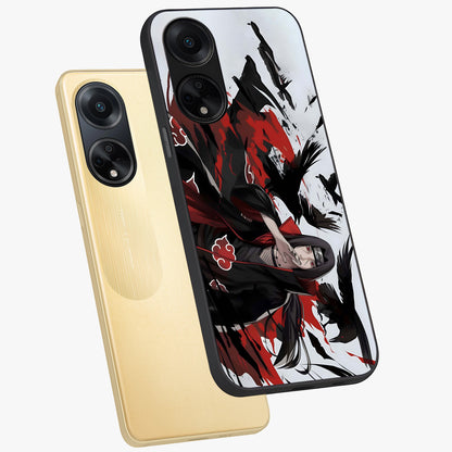 Crimson Crow Illusion Glass Case displayed in angled mockup highlighting mysterious crow graphic with dark aesthetic style.