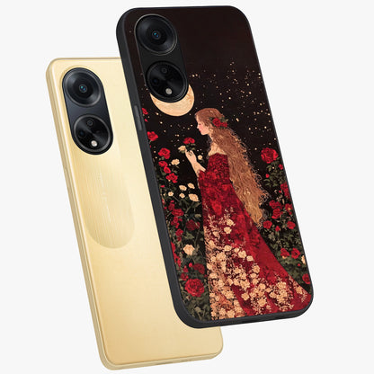 Crimson Dreams Glass Case displayed in angled mockup highlighting soft crimson aesthetic design with artistic theme.