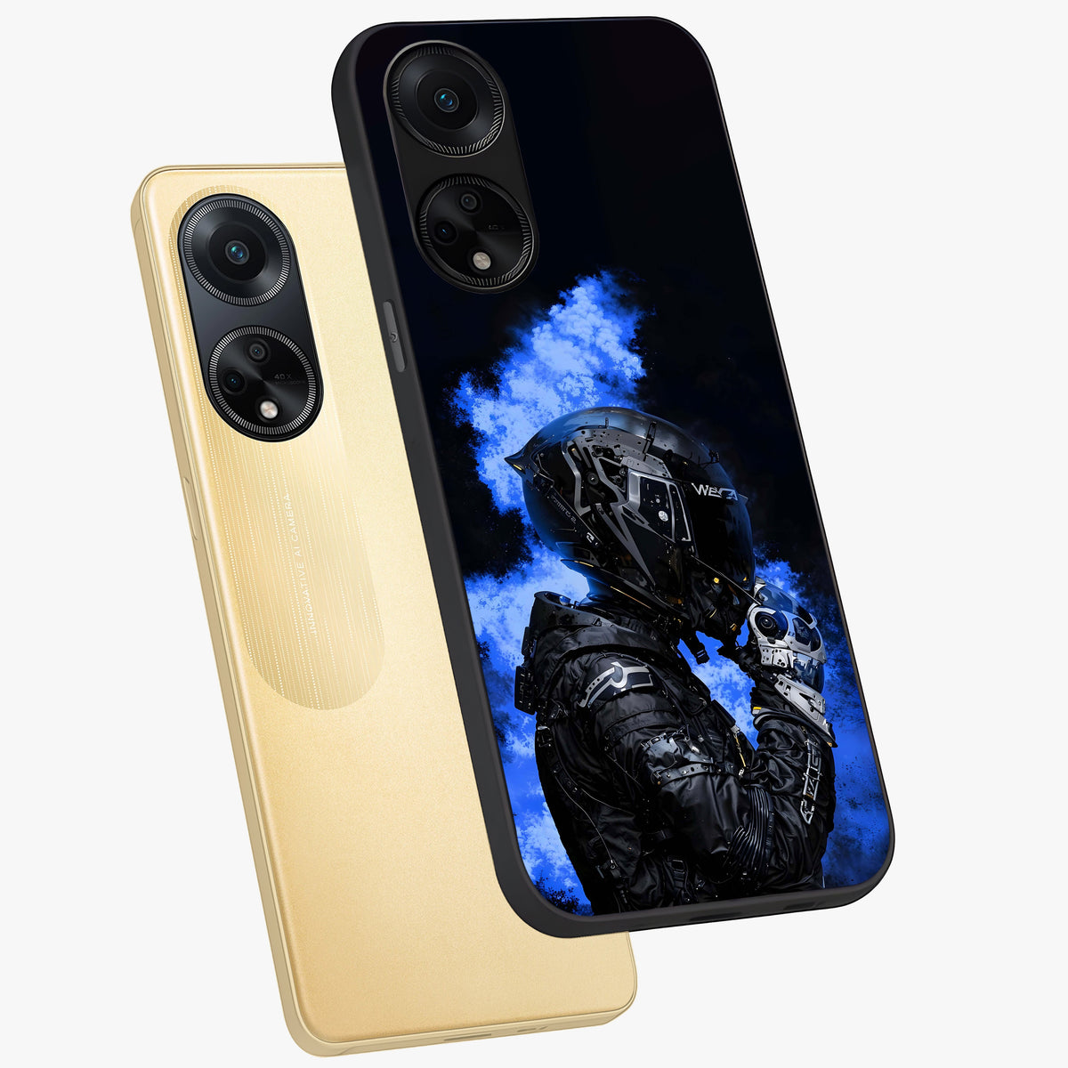 Cyber Sentinel Protocol Glass Case displayed in angled mockup highlighting digital cyber design with sci-fi aesthetic style.