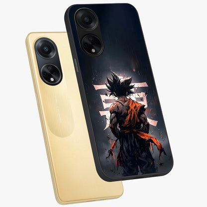 Dark Warrior In Rain Glass Case displayed in angled mockup highlighting dramatic warrior illustration with dark rain aesthetic.
