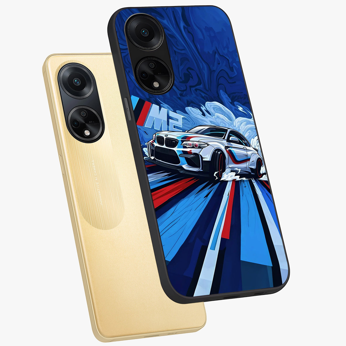 Drift Power Rush Glass Case displayed in angled mockup highlighting powerful drift car design with sporty aesthetic style.