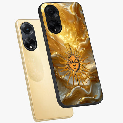 Eternal Golden Glow Glass Case displayed in angled mockup highlighting glowing golden aesthetic design with elegant style.