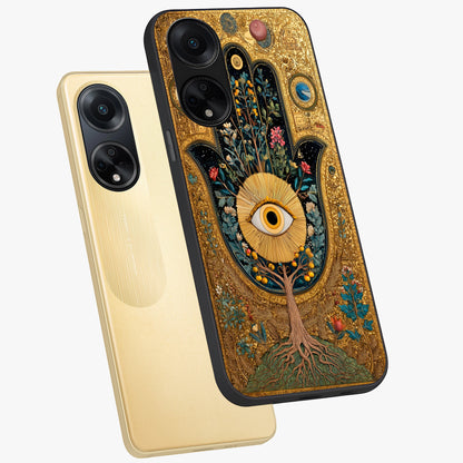 Ethereal Evil Eye Glass Case displayed in angled mockup highlighting protective evil eye symbol with spiritual aesthetic design.