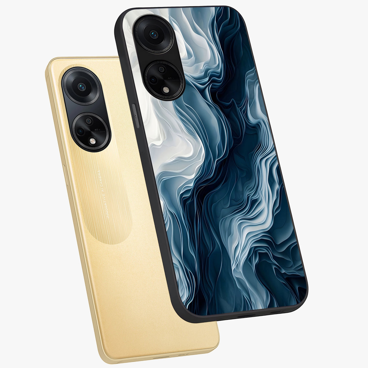 Ethereal Paper Marble Glass Case displayed in angled mockup highlighting elegant marble pattern with modern aesthetic style.