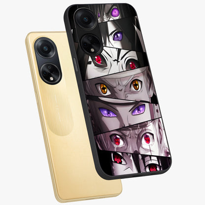 Eyes of Destiny Glass Case displayed in angled mockup highlighting bold eye illustration with mystical aesthetic style.