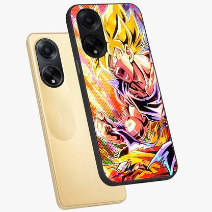 Firing Goku Glass Case displayed in angled mockup highlighting dynamic anime character design with action aesthetic.