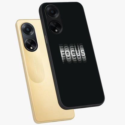 Focus Mode On Glass Case displayed in angled mockup highlighting clean minimal text artwork with modern aesthetic style.