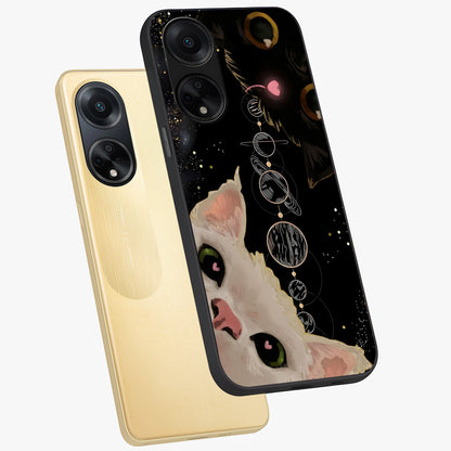 Galactic Cat Glass Case displayed in angled mockup highlighting celestial feline illustration with galaxy aesthetic style.