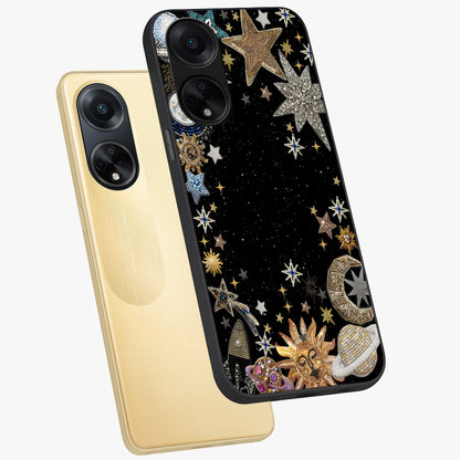 Galactic Jewel Stars Glass Case displayed in angled mockup highlighting shining celestial star design with cosmic aesthetic style.