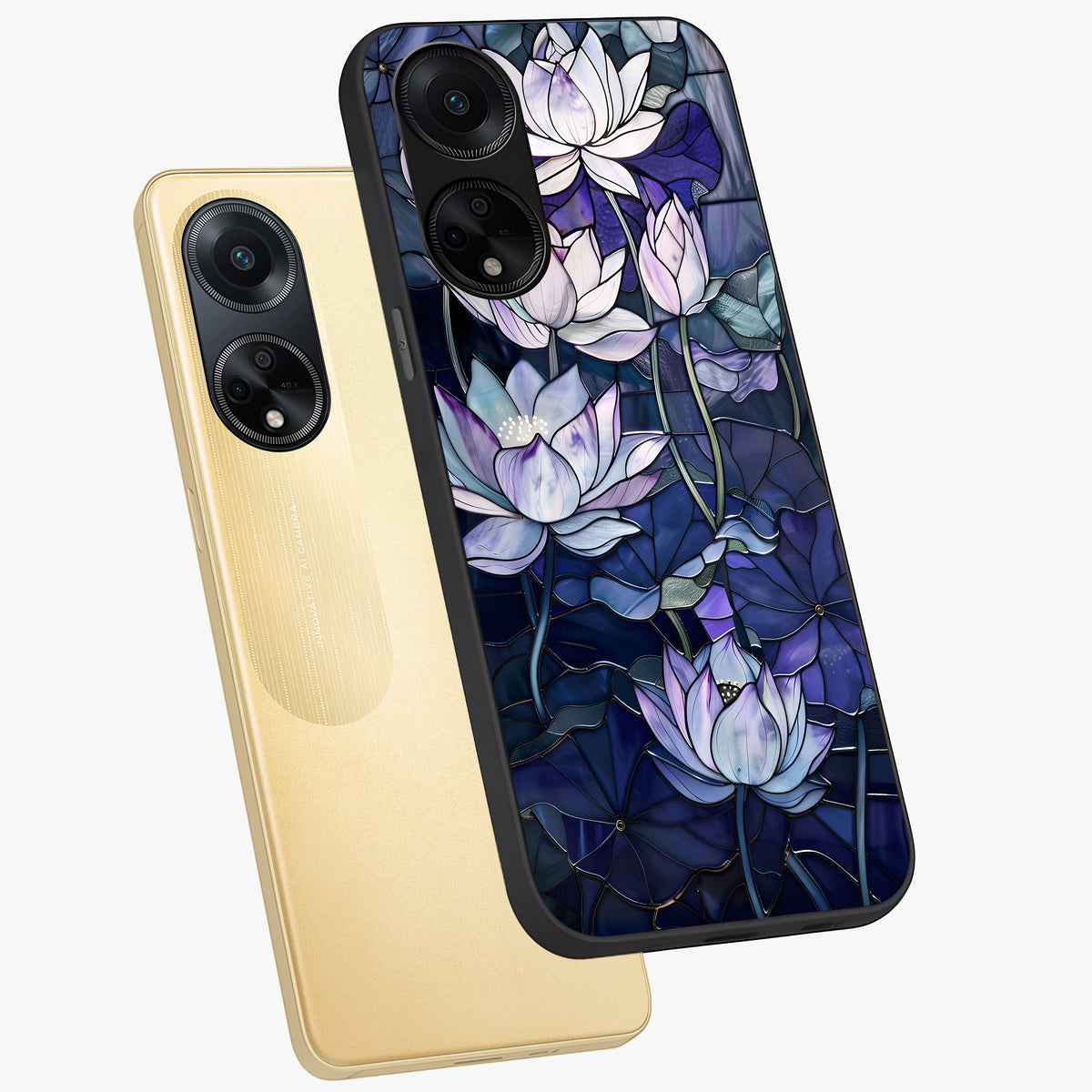 Gloss Petal Rush Glass Case displayed in angled mockup highlighting vibrant petal design with elegant floral aesthetic.