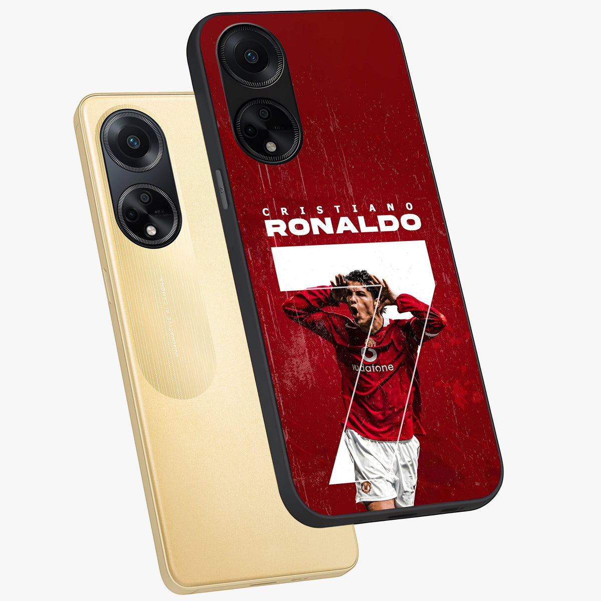Goal Celebration Legacy Glass Case displayed in angled mockup highlighting energetic sports celebration design with bold athletic theme.