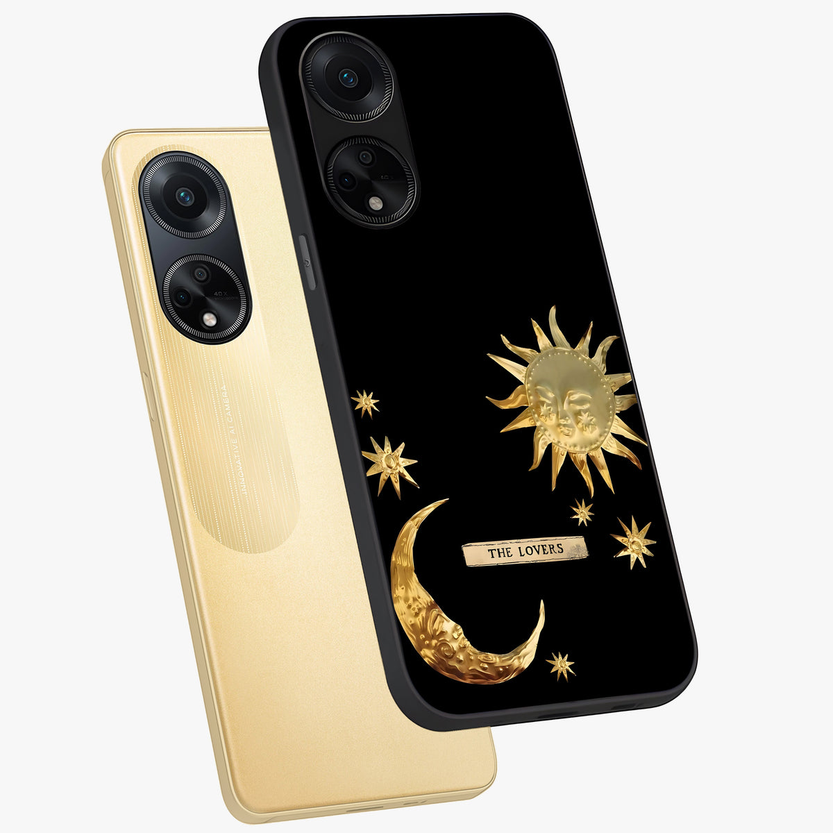 Gold Sun Blush Glass Case displayed in angled mockup highlighting radiant sun design with warm golden aesthetic.